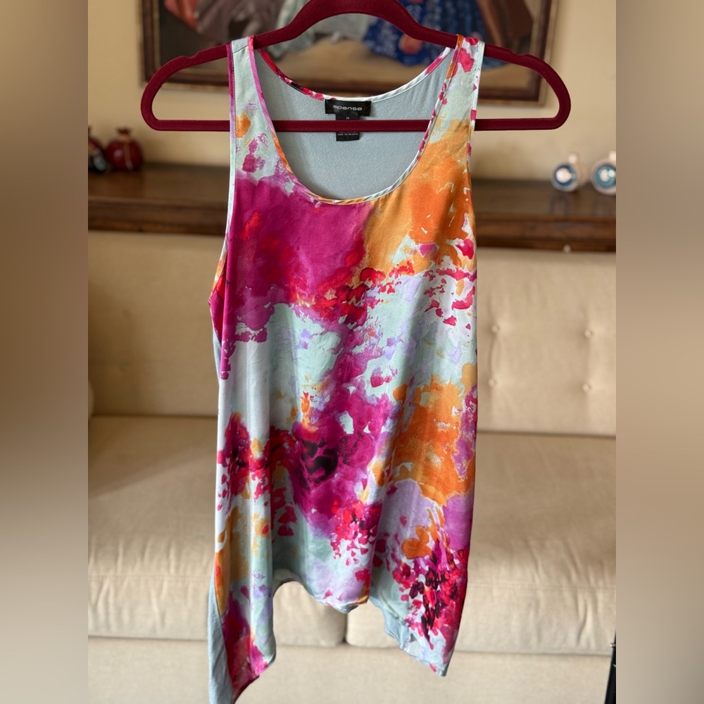Spense Pink and Orange Abstract Tank Top